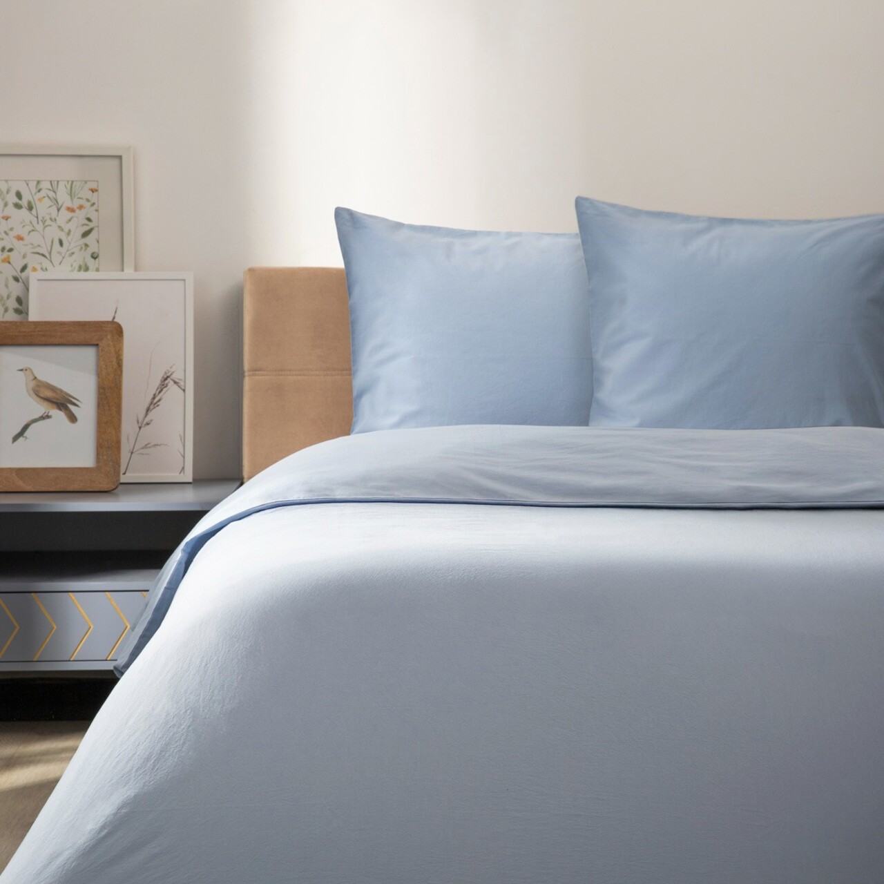 Lenjerie de pat King Size, Defla, Homla, 3 piese, 200x220 cm, bumbac, albastru - imagine 7